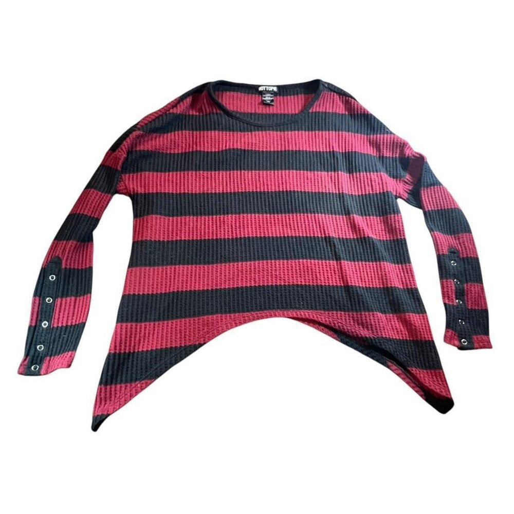 Hot Topic Red + Black Asymmetrical Sweater